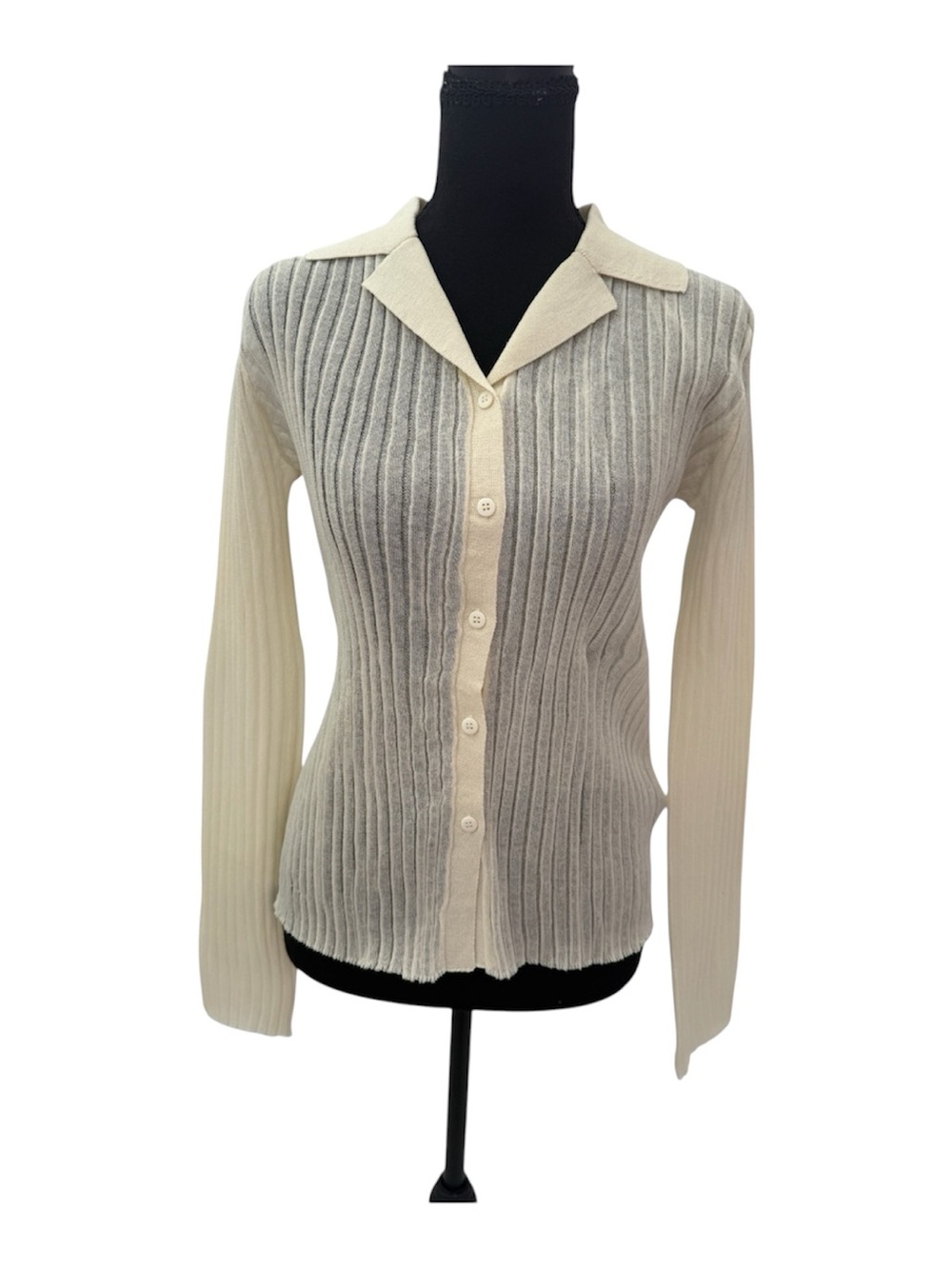 Zara light Cream Button-Front Cardigan